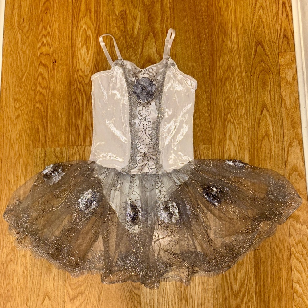 Elegant White and Gray Ballet Costume